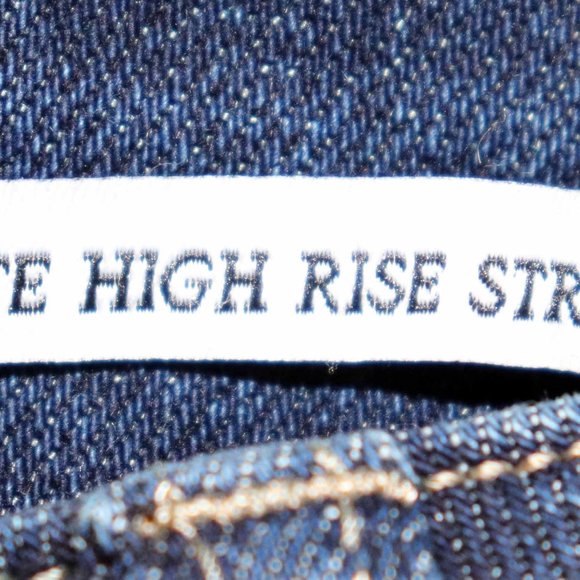 Royalty Dark Blue Distressed Denim Petite High Rise Straight Jeans Size 16P NWT - Picture 6 of 16